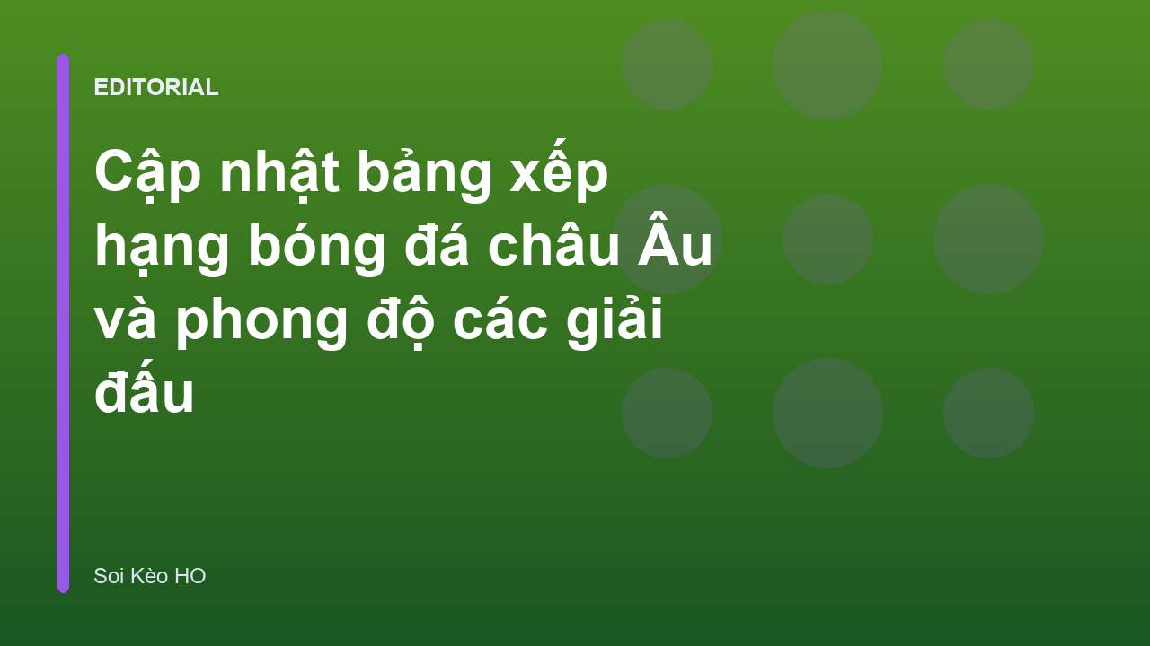 Bảng xếp hạng bóng đá châu Âu tại các giải đấu hàng đầu